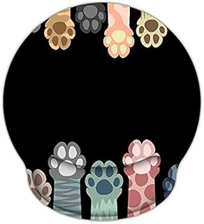 CHUQING Ergonomic Mouse Mat with Wrist Rest Mouse Pad with Gel Cushion Wrist Supports, 25 x 23 cm, Black, Cat Paw Design
