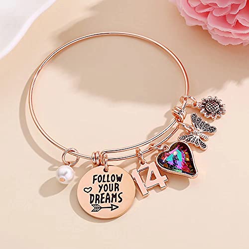 Image of Ursteel Birthday Gifts for Women Girls Bracelet, Birthday Charm Bracelets 10th 20th 30th 40th 50th 60th 70th 80th 90th Birthday Gift for Daughter, Sister, Friend, Teen Girls, Mom, Grandma