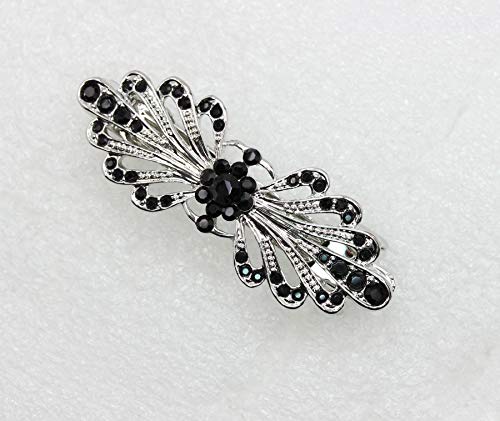 Faship Gorgeous Black Rhinestone Crystal Small Floral Hair Barrette Clip #TOP2
