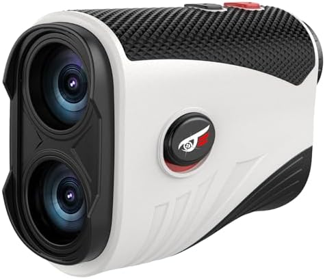 VyKure Golf Rangefinder with Slope - 1200 Yards Laser Range Finder with Flag Pole Locking Vibration, 7X Magnification rangefinder with Magnet Stripe (White)
