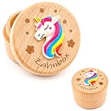 QZKJQDD Milchzahndose, Zahndose Milchzähne Jungen, Zahndose Milchzähne Mädchen, Bedruckt mit 3D-Cartoon-Einhorn Milchzahndose, Kreative Tauf- und Geburtstagsgeschenke für Frischgebackene Eltern