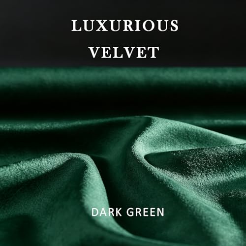 Timeper Dark Green Velvet Blackout Curtains 96 Inches Long Thermal Insulated Window Drapes Grommet Top Noise Reduced Panels Set for Home Office, Living Room, W52 x L96 inches — view 4