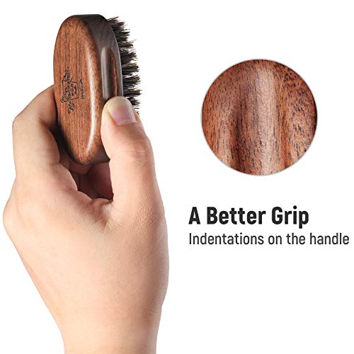 Bfwood Small Travel Beard Brush - Natural Boar Bristles With Black Walnut Wood #TOP2