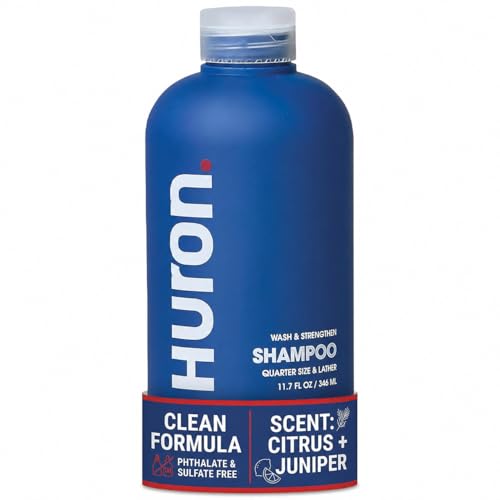 Huron Shampoo for Men and Women, Hydrating & Strengthening Shampoo with Citrus + Juniper + Aromatic Greens, Refreshing & Moisturizing Hair Wash, Phthalate-Free, Non-Toxic Clean Ingredients, 11.7 fl oz