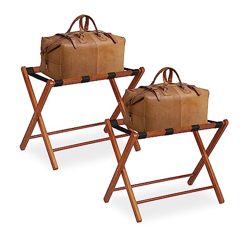 Relaxdays Porte-valises en Bois, Lot de 2, Supports...