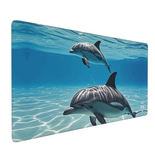 Tapis de bureau pour clavier grand format dauphins idéal pour le télétravail