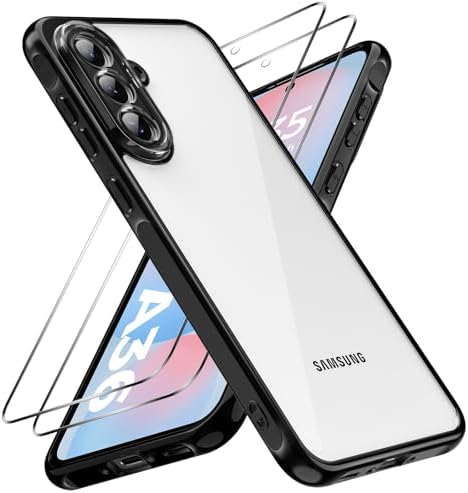 caslord Hülle für Samsung Galaxy A36 mit 2 Stück Panzer Schutz Glas, [Kameraschutz] [Stoßfest] Handyhülle, Schwarzer TPU-Rahmen + transparente Rückseite aus PC, Anti-Fingerabdruck