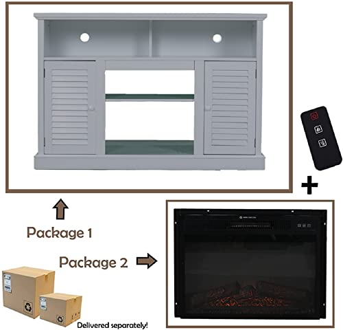 Sophia & William Fireplace Tv Stand 2 Doors With A 18" Electric Fireplace Insert For Tvs Up To 55", Modern Entertainment Center Media Console Storage Cabinet, White #TOP7