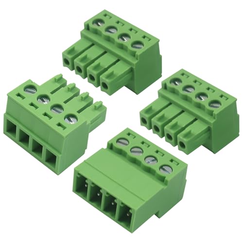 Image of Hordion 5 Set 4 Pin 3.81mm Pitch Screw Terminal Block Connector, Pluggable Quick No Soldering Phoenix Type Connector for 28-16AWG