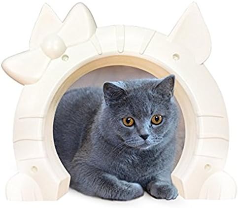 Built In Interior Pet Cat Door for All Size Cats Hole Pass Fits Hollow Core or Solid Doors Kitty Shaped Interior Cat Door Hidden Litter…