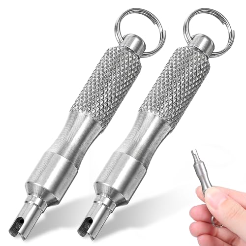 Image of Tyqour 2pcs Valve Core Removal Tool Stainless Steel Tire Valve Stem Tool Portable Tire Valve Tool Valve Core Remover Tire Valve Core Tool for Automotive Cars Trucks Bicycles Tire Repairing