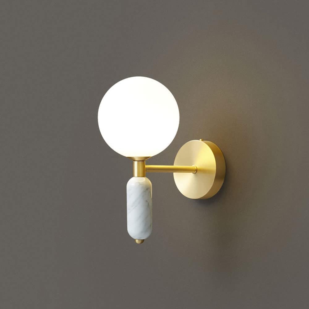 KBUUKYYXouy Wall Sconce Marble Brass Finish with White Glass Shade - G9 Socket Mini Bedside Mount Light Fixture, Decoration Indoor Lamps for Bedroom Living Room Hallway Foyer (Green)(White)