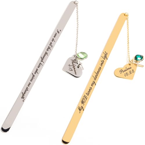 Personalized Bible Bookmark, Birthstone Charm Bookmark, Mothers Day Gift, Bible Verse Engraving Bookmark, Birthday Gift for Women, Teacher Appreciation, Book Lovers, Bookworm - BM-BC
