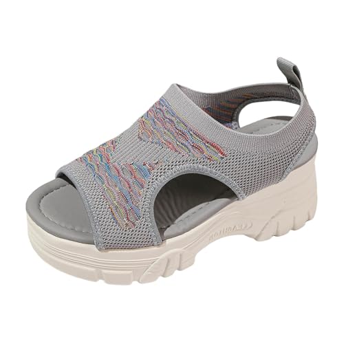 Sandalias de cuña para mujer con malla clásica y estilo casual elegante