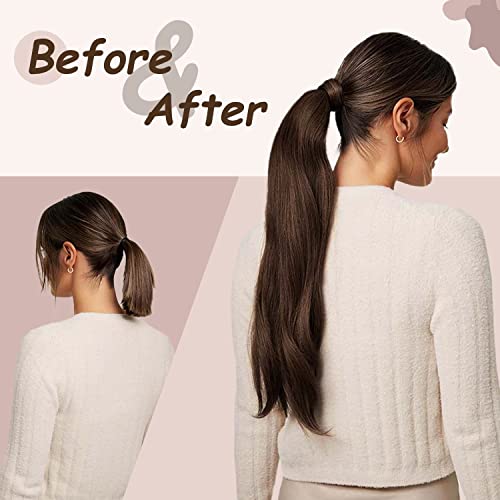 14" Human Hair Ponytail Extensions 65G #1 Jet Black 100% Remy Human Hair Wrap Around Long Ponytail Clip In Hair Extensions Straight One Piece Hairpiece (14", Jet Black) #TOP5