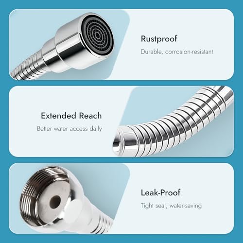 2 Stück Wasserhahn Verlängerung 14cm, Edelstahl Verlängerungsrohr mit 360° Schwenkfunktion, Einfache Montage mit 22mm Gewinde, Rostfrei und Langlebig, Geeignet für Küche, Bad und Waschbecken