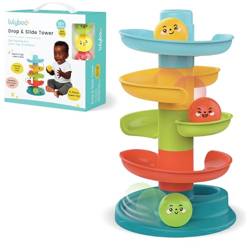 Lulyboo Rainbow Tower Ball Drop Toddler Toy | Educational Sturdy Multi-Level Learning & Developmental Tower for Kids 6 Months+ | Colorful Interactive Preschool Play (Original)