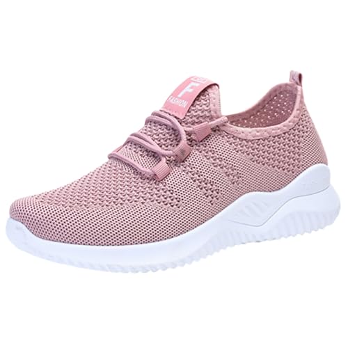 Generiska joggingskor dam dämpade 40, sneakers dam snabbtorkande tygskor höst vinter sportskor mjuka lätta fritidsskor enfärgade promenadskor bekväma slip-skor, ROSA, 38 EU