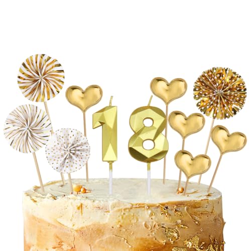 Velas Cumpleaños Números 18,3D Velas Cumpleaño Numéricas,Decoracion 18 Cumpleaños,Decoracion de Tartas,Vela Número para Pastel,Vela Numeros para Fiestas,Bodas,Decoración