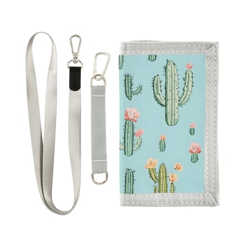 ALAZA Kids Wallets for Boys Girls Toddler Trifold Wallet Children Small Cactus Flower with Zipper Coin Pocket