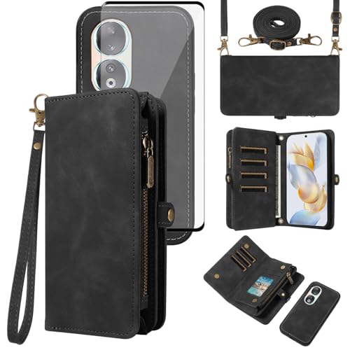 Porte-carte Honor90 5G et housse portefeuille Asuwish avec protection d'écran