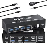 8K@60Hz HDMI KVMスイッチ 2入力2出力 HDMI KVM 切替器 パソコン2台モニター2台切り替え 4つのUSB 3.0ポート キーボード/マウス/プリンター/他のデバイス対応 パソコン切替機 PC 切替機 USB 切替器 ＨＤＭＩ セレクター USB3.0ケーブル/手元スイッチ/電源ケーブル/日本語説明書付き