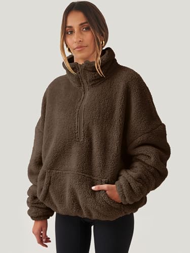 ANRABESS Sweatshirt for Women Zip Up Hoodies Cropped Pullover Fleece Hooded Sherpa Sweaters Tops 2025 Fall Winter Clothes3