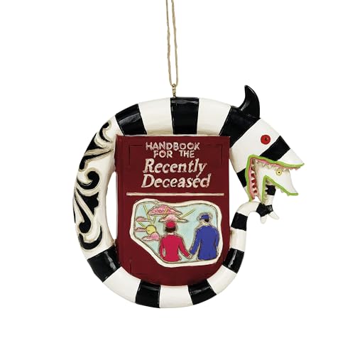 Enesco Beetlejuice by Jim Shore Sand Worm and The Handbook for The Recently Deceased Hanging Ornament- Hand Painted Crafted Collectible Beetlejuice Figurines Ornaments Halloween Home Decor, 3.78 Inch