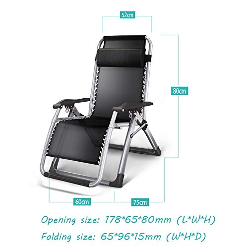 Shxf Patio Reclining Chair Folding Zero Gravity Chair (65 Cm Wide) For Heavy People Portable Lounge Chair Metal Lock Removable Epe Cushion Four Seasons Available，Support 210Kg #TOP2