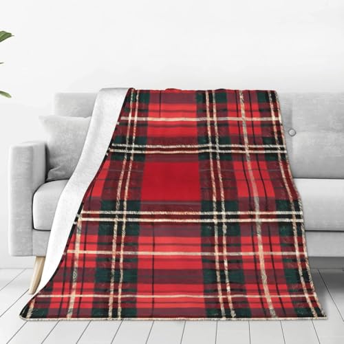 Plaid en micro-flanelle ultra douce à imprimé écossais rouge et noir, flanelle confortable, douce, chaude, moelleuse, cadeaux