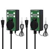 EAGLE PEAK Digital Heat Mat Thermostat Controller -4 to 108 °F for Heat Mat, Greenhouse, Heater Fan, Seedling, Germination, Fermentation and Reptiles, 15A/1500W, 2 Pack