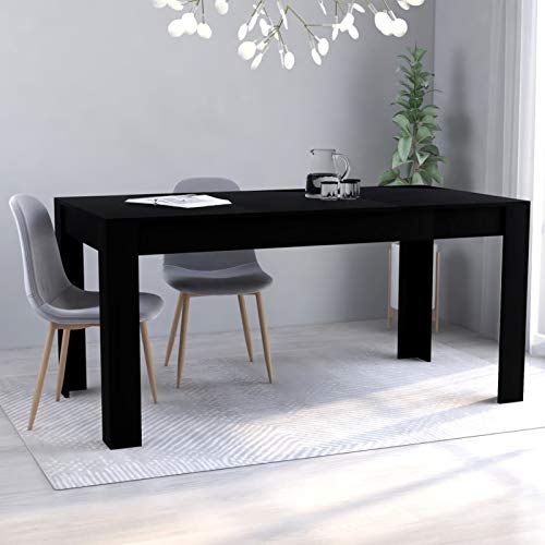 WooDlan Mesa de Comedor Extensible, Mesa salón o Cocina de aglomerado Negro,160x80x76 cm