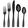 Matte Black Silverware Set, Satin Finish 20-Piece Stainless Steel Flatware set, Tableware Cutlery Set Service for 4, Utensils for Kitchens, Dishwasher Safe Matte Black Silverware Set, Satin Finish 20-Piece Stainless Steel Flatware set, Tableware Cutlery Set Service for 4, Utensils for Kitchens, Dishwasher Safe