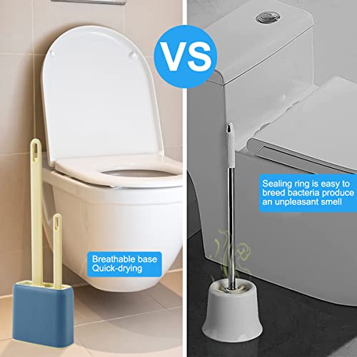 Toilet Brush, Gerylove Silicone Toilet Brush And Holder Set, Toilet Cleaner Brush Set For Deep Cleaning, Toilet Bowl Brush Freestanding Wall Mounted (Blue) #TOP4