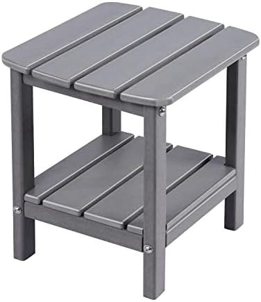 LovoIn Adirondack Table Square Outdoor Side Table, Poly Lumber End Tables for Patio, Backyard, Pool, Indoor Outdoor Companion, Easy Maintenance & Weather Resistant (Grey)