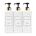 HARRA HOME Modern Gold Design Pump Bottle Set 27 oz Refillable Shampoo and Conditioner Dispenser Empty Shower Plastic Bottles with Pump for Bathroom Lotion Body wash Massage Oils, Pack of 3 (Black)