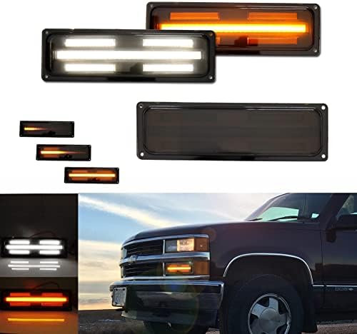 Smoke Switchback LED Corner Lights For Chevy/GMC Pickups - Amber Signal & White DRL (Pair)