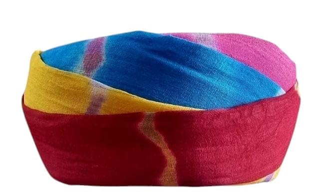 Image of Imperial Safa Jodhpuri Pachrangi Lahriya paghdi,Atiyali, Rajputana darbari Safo,Pagdi, Multi Colour, Rajasthani Casual Wear Turban Self Design Traditional Rajasthani Panchrangi, Wedding
