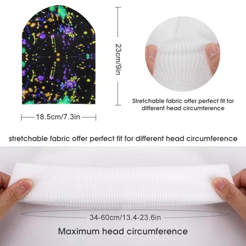 Rainbow of Neon Paint Splatters Kids Beanie Hat for for Girls Boys Children Cap Winter Knitted Chemo Cancer Headwear Accessories Gifts Decoration2