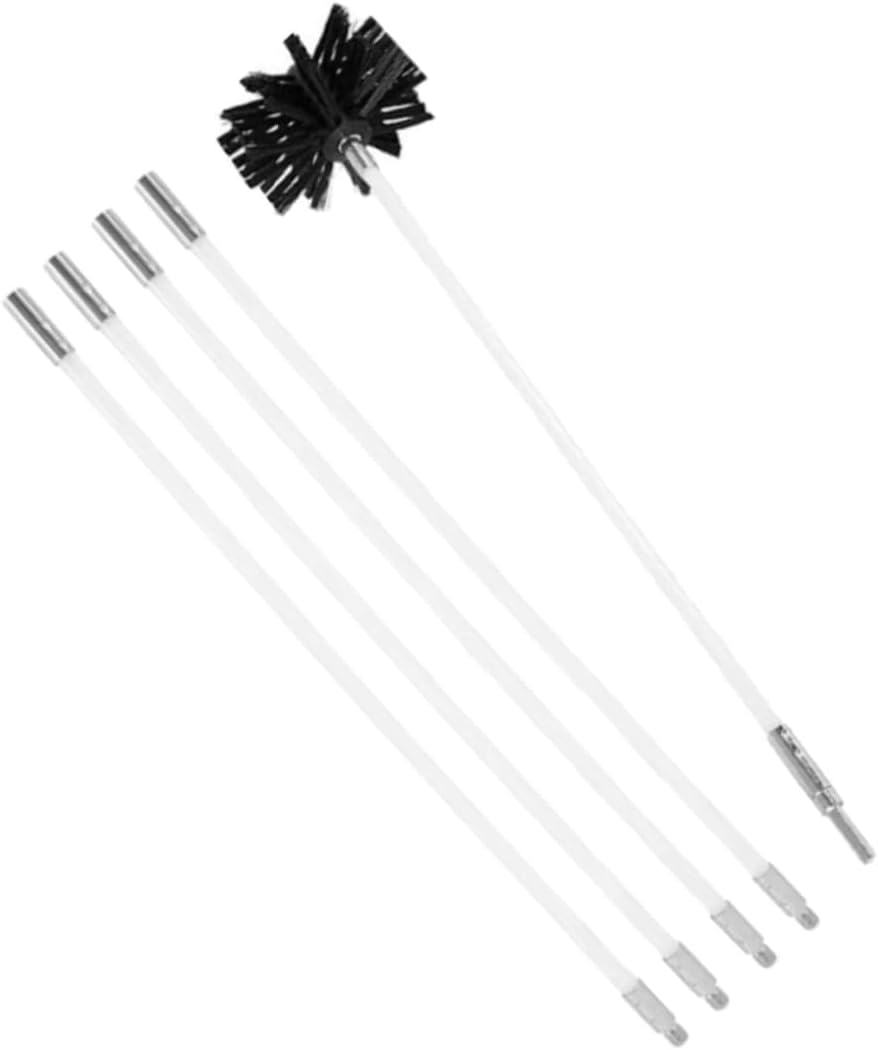 Flexible Chimney Cleaning Brush and Dryer Vent Cleaning Kit 610mm 4 Rods with Lint Remover Head for Fireplace, Stove, and Air Duct Maintenance