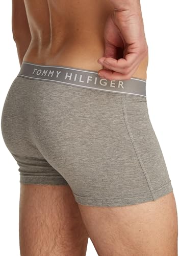 Tommy Hilfiger Herren 3er Pack Boxershorts Trunks mit Logobund, Mehrfarbig (Mid Hthr/Blck/Th Wht), S 2
