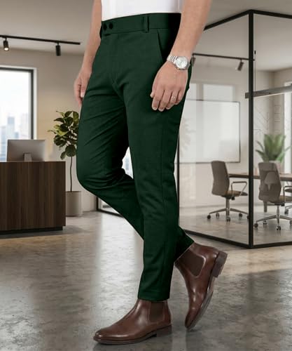Image of Mehrang Men's Stretchable Stretchable Formal Pant Trousers | Stylish Slim Fit Men's Wear Trousers for Office or Party | Polycotton Knitted Fabric