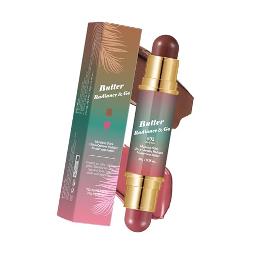 Palillo de maquillaje multifuncional con mezcla de mantequilla, cosmético de viaje para uso prolongado, hidratante, portátil, cremoso, contorno facial, con textura