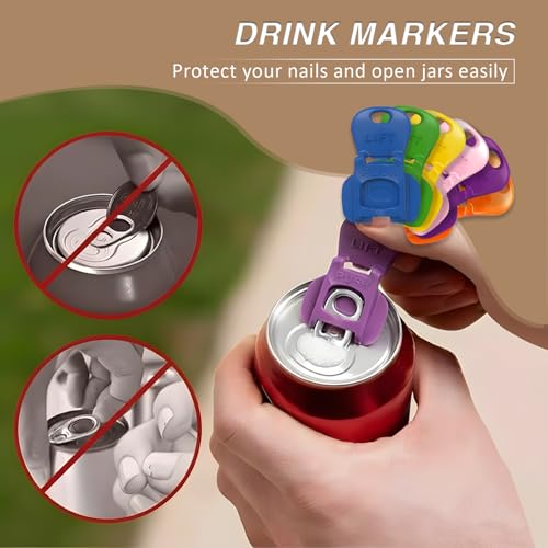 18 Pack Can Covers and Openers – Reusable Drink Can Lids & Easy Open Tab Toppers for Soda, Beer, Juice – Protects from Dust and Bugs for Home, BBQ, Party, Camping – Colorful Can Covers for Soda by MysticHome - Used condition - Image 2