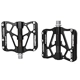 ThinkTop Mountain Bike Pedals Axle 9/16 3 Bearing Platform Pedals Flat Carbon Fiber and Aluminum...