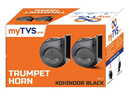 Image of myTVS Kohinoor Trumpet Twin Tone Horn Black For Universal Cars (12V, 520 /420Hz, 110-130dB)
