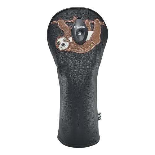 Lot de 3 housses de club de golf en cuir synthétique pour conducteur de parcours hybride avec étiquette numérotée interchangeable (3 bois)