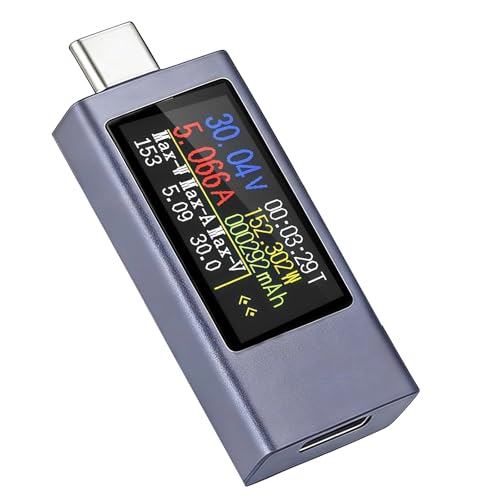 Testeur USB C Meter de Tension, Multimètre Numérique de Type C, 240W 4-30V 0-12A Type C Tester...