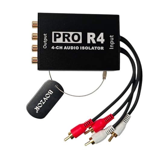 BOVZOR Pro 4-Channel RCA Noise Filter Hum Eliminator Ground Loop Isolator - Replacement for Pro X4 4Ch Isolator, OEM Audio Noise Canceller for Car Stereo Home Theater HiFi System