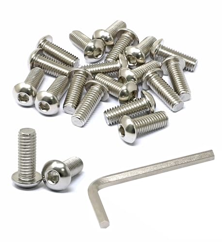 iexcell 20 Pcs 3/8-16 x 1 Stainless Steel 304 Hex Socket Button Head Cap Screws Bolts Kit